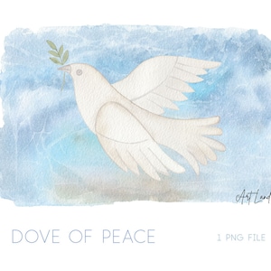 Clipart de pomba da paz em aquarela, impressão de arte da paz, aquarela pintada à mão, aquarela PNG,