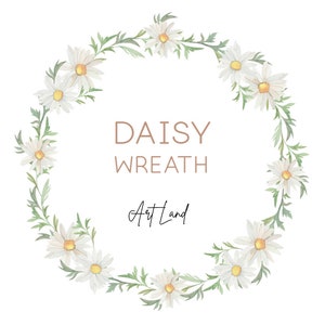 Daisy Wreath Clip Art Floral Frame Floral Wreath Clipart - Etsy UK