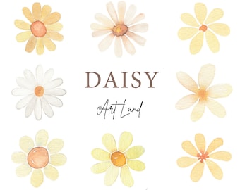 Watercolor Daisy Flower Clipart, Watercolor Clip Art, Watercolour Clip Art Digital, Spring Flowers, Wildflower, Chamomile, Clipart PNG