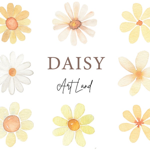 Aquarel Daisy Flower Clipart, Aquarel Illustraties, Aquarel Illustraties Digitaal, Lente bloemen, Wilde bloem, Kamille, Clipart PNG