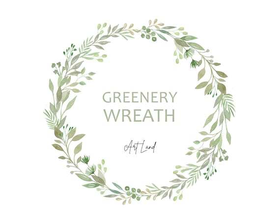Greenery wreath clipart Watercolor clip art wreath foliage clip art Watercolor Clipart Frame Hand painted Watercolour Clipart PNG