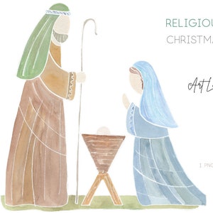 Natividade em aquarela, clipart religioso de Natal, aquarela pintada à mão, aquarela PNG,