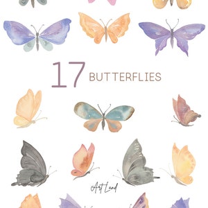 Aquarell Schmetterlinge Clip Art Set, handbemalt Schmetterling Aquarell Clipart, bunte Schmetterling Aquarell Clipart, Clip Art, PNG Bild 2