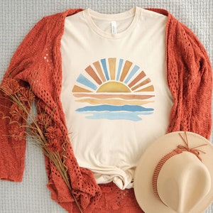 Watercolor Sunset Clipart: Hand Painted Retro Sun (PNG, Digital Download, Free Commercial Use) image 3