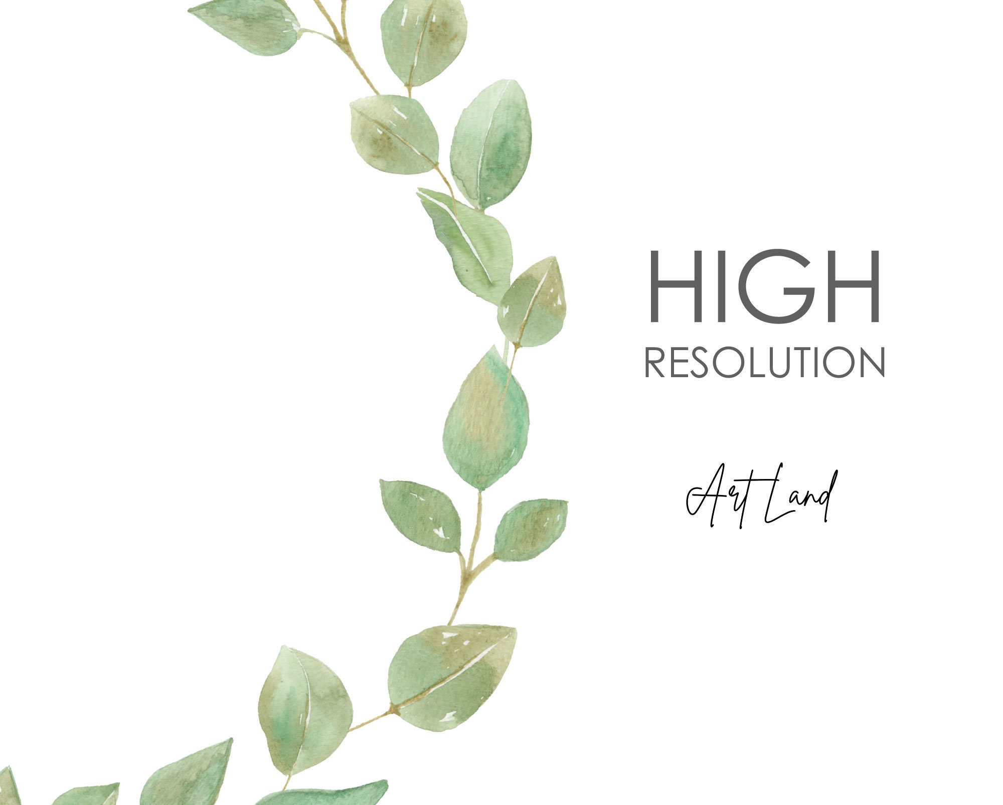 Watercolor Greenery Wreath Clipart – 1 Hand-painted Foliage Frame PNG ...