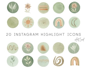 Instagram story highlight Icons, Watercolor Circles Clipart, Green Watercolor Clipart, blog branding, Hand painted Watercolor, PNG