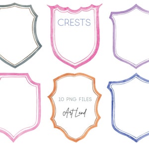Watercolor Crests, Digital Clipart- Crest Clipart, Clip art Wedding invitation , Hand painted Watercolour Clipart, Clip Art, PNG