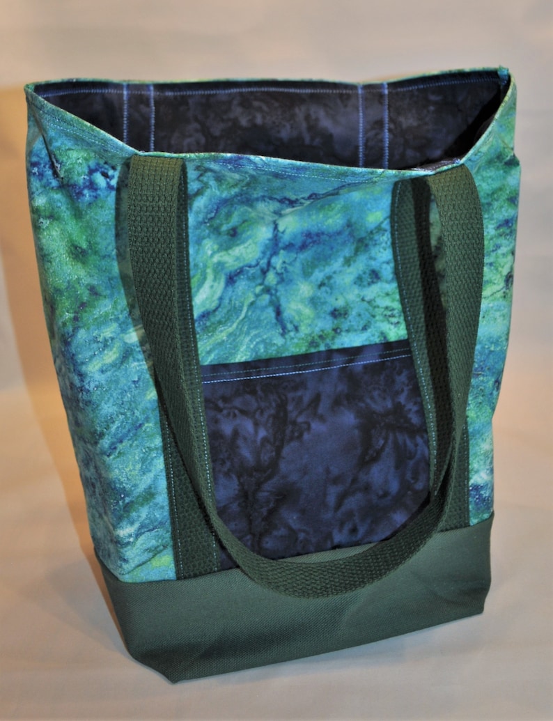 Beautiful Blue and Green Marble Print Market Grocery Shopping Tote Bag