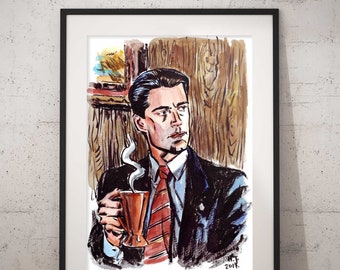 Twin Peaks Art - Agent Cooper with Coffee, Prints, Free shipping worldwide!