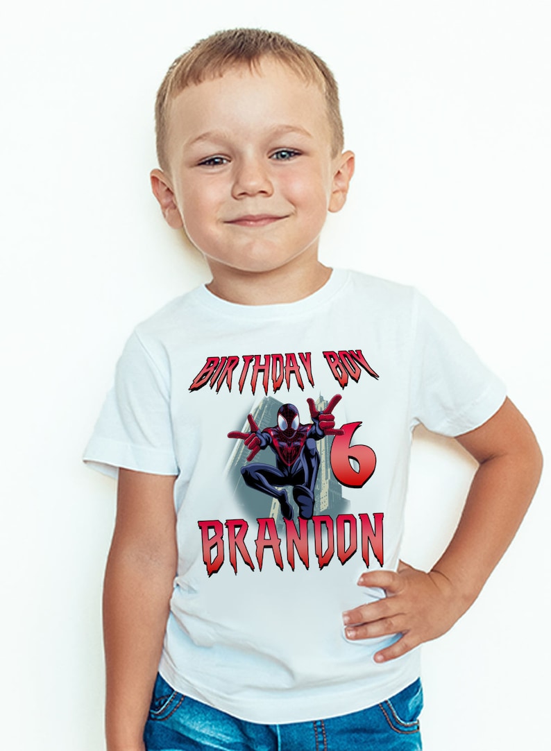 Spider-Man Birthday T-Shirt Custom Name Age The Amazing | Etsy