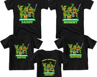 Teenage Mutant Ninja Turtles Birthday Shirt Custom T-Shirt Name and Age Personalized TMNT Birthday Shirts Family Birthday T-Shirts