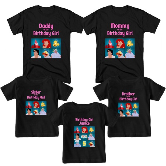 w//Name /& Age Birthday Outfit Personalize ARIEL Birthday T-Shirt