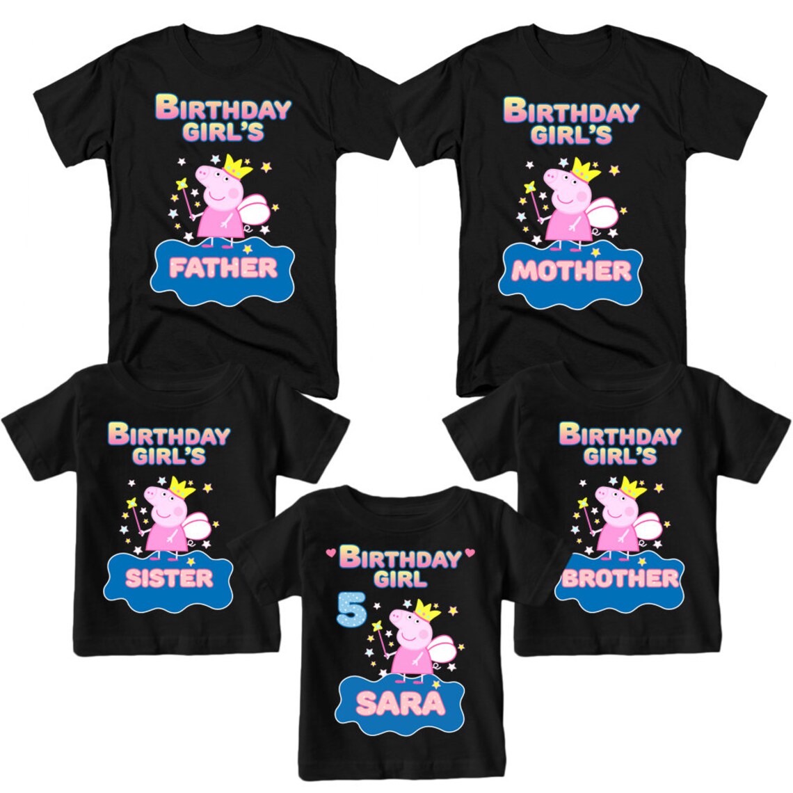 Peppa Pig Birthday Tshirt Custom Name and Age Personalized Etsy