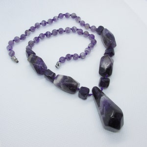 Amethyst Bead Necklace Unique Model - Natural Stone Wisdom Spirituality Lithotherapy Energy Jewel Pendant Women's Gift Idea