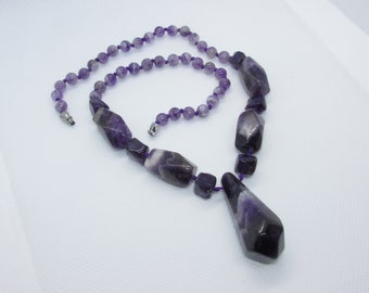 Amethyst Bead Necklace Unique Model - Natural Stone Wisdom Spirituality Lithotherapy Energy Jewel Pendant Women's Gift Idea