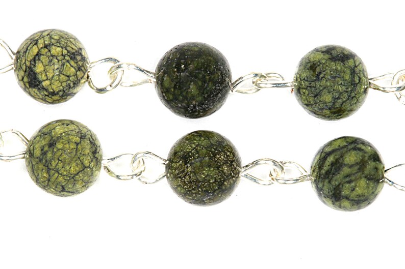 Russian SERPENTINE Gemstone Rosary CHOOSE Silver or Goldaccented W