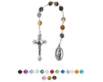 SAINT PEREGRINE Chaplet - CHOOSE Austrian Crystal, Gemstone or Wood (Patron Saint of Cancer Patients or one suffering with illness)
