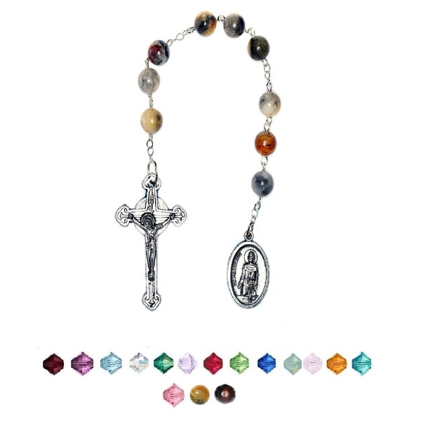 CHOOSE St. Peregrine Chaplet in Austrian Crystal, Gemstone or Wood (Patron Saint of Cancer Patients)