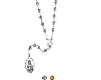 Seven Sorrows Rosaries-Seven Sorrows/Dolours Rosary made with Austrian Crystals OR Agate Gemstones-Rosary Pouch, "Devotion to Seven Sorrows"