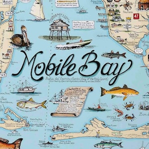 Mobile Bay Karte, Alabama