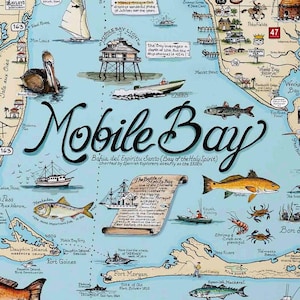 Mobile Bay Map Alabama