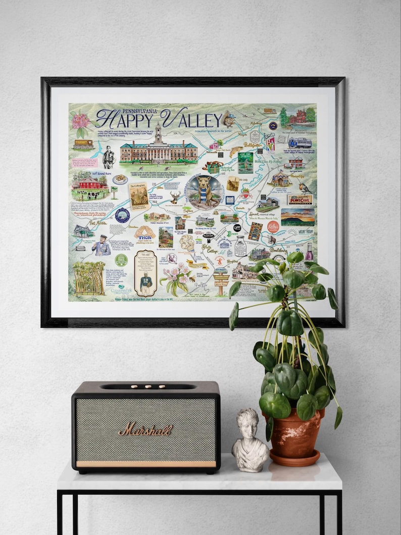 Hand-Drawn State College, PA Art Print