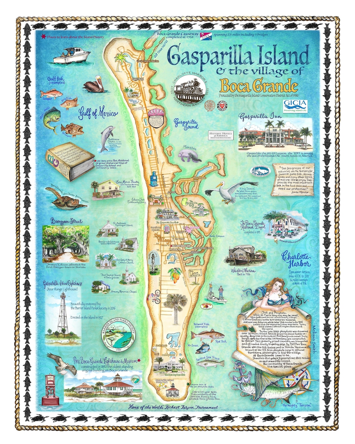 Boca Grande Map / Gasparilla Island | Etsy