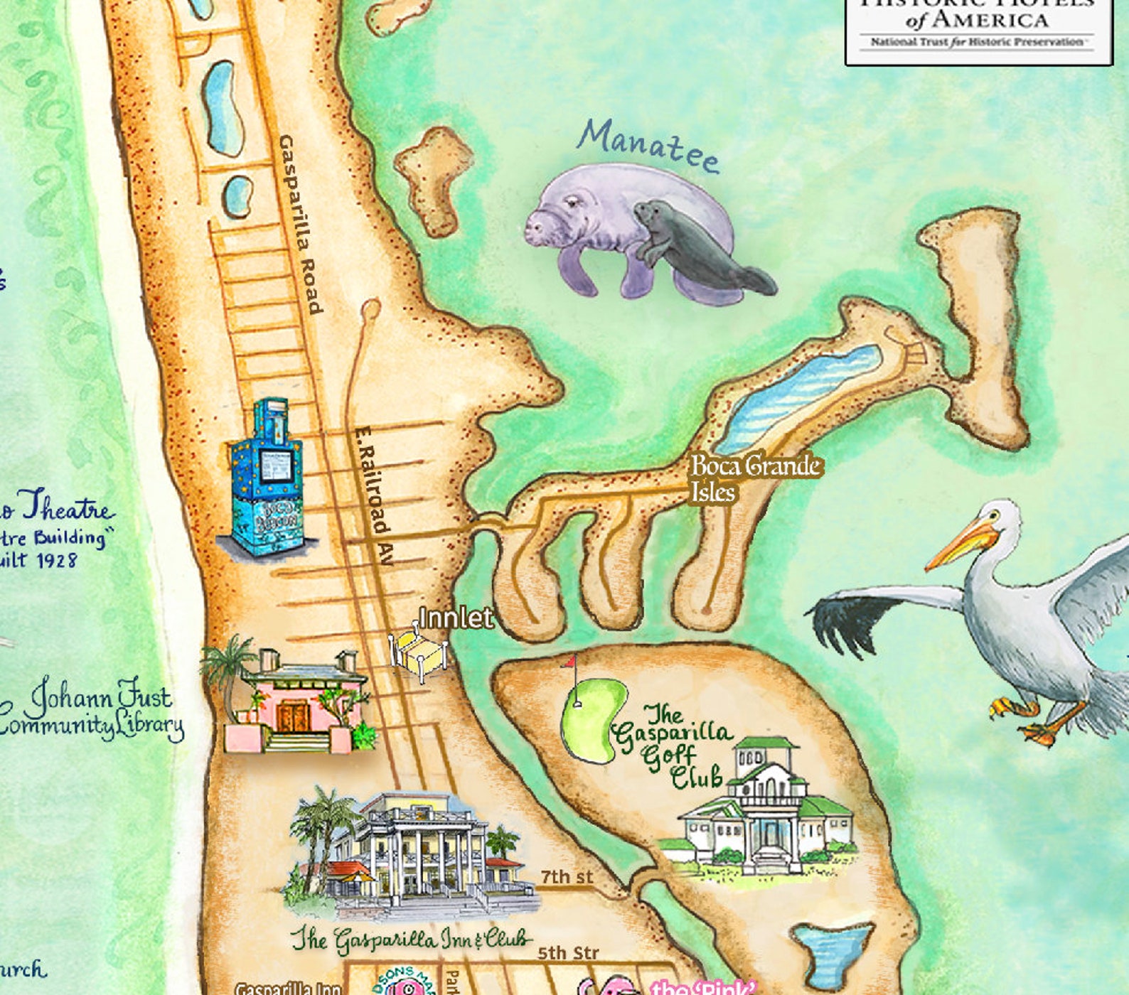 Boca Grande Map/ Gasparilla Island Etsy