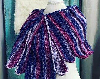 Winter Berries, Crocheted Feather Shawl