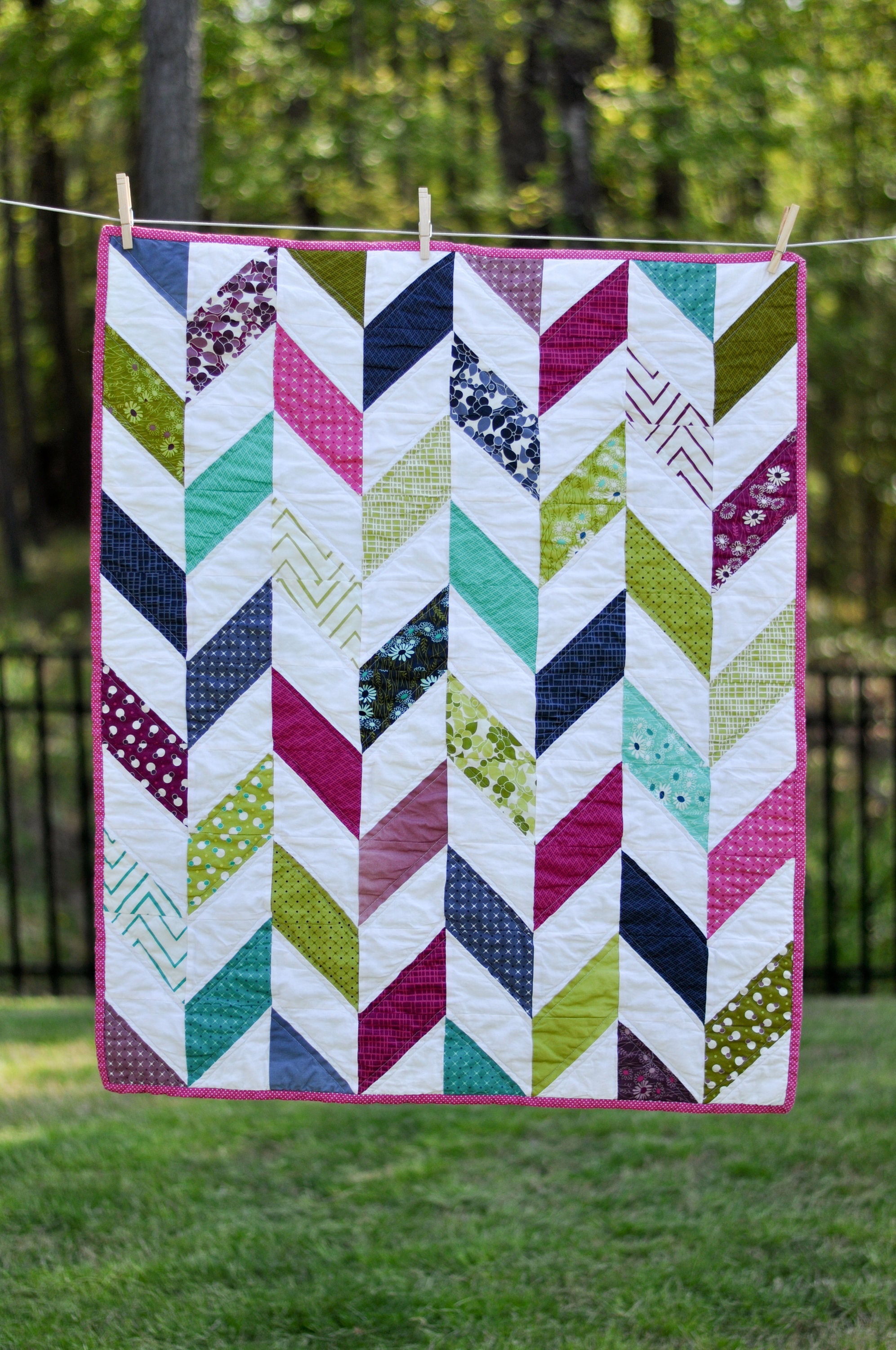 Modern herringbone baby quilt Etsy