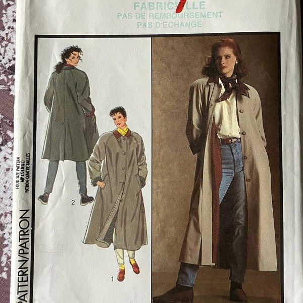 Style, Misses' Lined Raincoat with Contrast collar; sizes Petite (6-8) & Small (10-12), Pattern 1624, neatly cut.