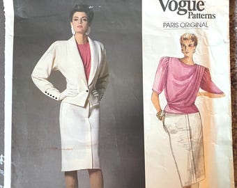 Vogue Paris Designer Emanuel Ungaro, Misses' Jacket, Skirt & Blouse, Size 8, Pattern 1766, Uncut