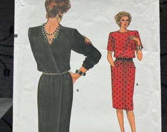 Vogue Very Easy, Misses Straight, Blouson Bodice Dress, Sizes 14-16-18, Pattern 9338, Uncut