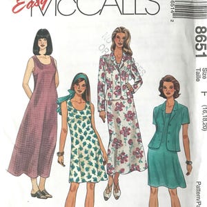 McCall's, Misses', Unlined Jacket, "U" shaped Neckline Dress ( 2 lengths), Sizes 16-18-20, Uncut
