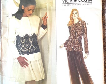 Vogue Designer Victor Costa, Misses' Jacket, Skirt & Pants, Sizes 18-20-22, Pattern #1490, Uncut
