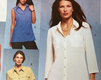 Vogue Misses/Misses' Petite Top, loose-fitting with Collar, Sizes 12-14-16, Pattern #2624