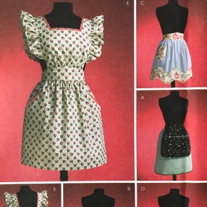 Butterick, 1950s Vintage Aprons, Sizes Small (8,10), Medium (12,14), Large (16,18), Extra large (20,22), Pattern B4087, uncut