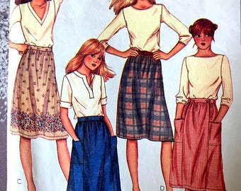 McCall’s, Misses' Gathered Skirts, 4 Variations, Size 10, Waist 25, Hip 34 1/2, Pattern #7229, cut.