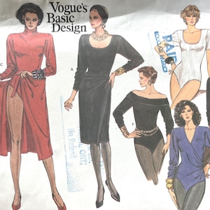 Vogue's Basic Design, Misses' Bodysuit & Skirt, Neckline Variations, Size 8, Pattern 1744, Uncut