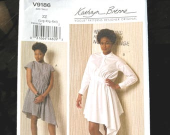 Vogue Designer Kathryn Brenne Pullover Dress Pattern V9186, Uncut (Sizes L-XXL