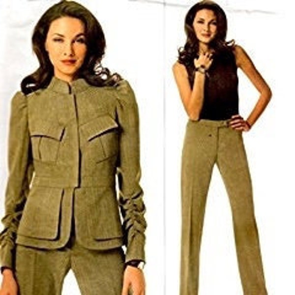 Vogue, Designer Guy Laroche, Women's Stand-up Collar Jacket & Pants, Sizes 6,8,10, Pattern V2824, Uncut