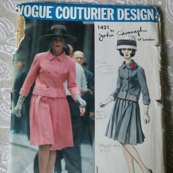 Collector, Vogue London, Designer John Cavanagh,  Women's/Misses, Jacket, Skirt, Pattern 1421, Size 14, UNCUT, Factory-Folded