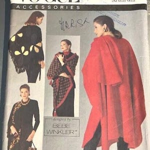 Vogue, Misses' Unlined Cape, Triangular or Rectangular Shawls & Pouch, Pattern 8555, Uncut