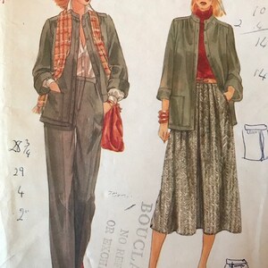 Vogue, Misses Rare Size- Unlined Jacket, Skirt and Slim straight Pants, Size 16, Pattern 7211, Unused, Vintage 70s