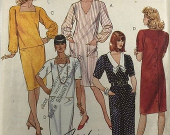 HARD to FIND SIZEs: McCall's, Misses & Adjustable for Petites Dress, Square or V necklace, Sizes 12-14-16, Pattern 4338, Uncut