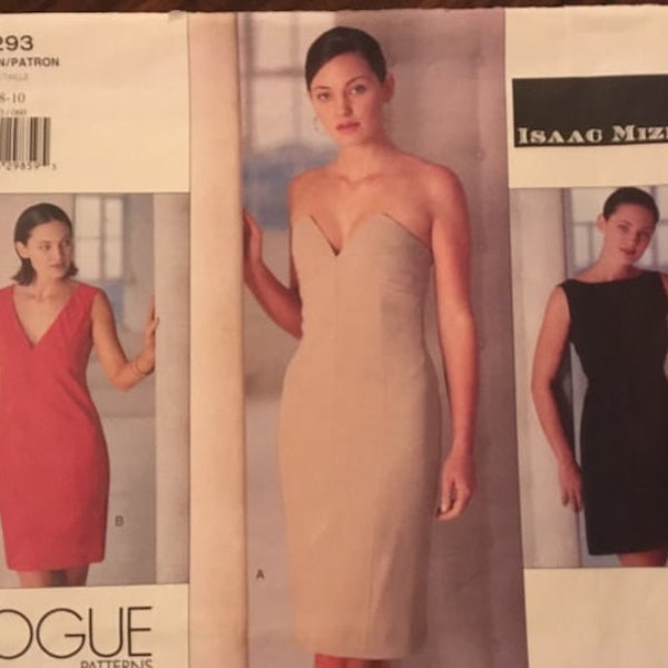 Collector, Vogue, Designer Isaac Mizrahi, Misses' Straight Dress, Neckline Variations, Sizes 12-14-16, Pattern 2293, Uncut