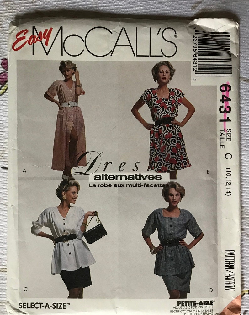 Tunic 12 Pattern 6431 Sizes 10 V-neck WomenMiss Petite Factory-Folded 14 UNCUT Square Neck Dress McCall/'s Skirt