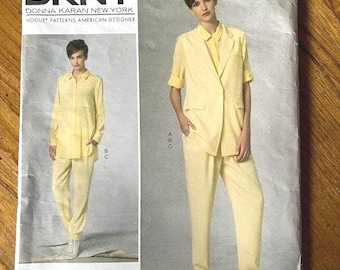 Vogue, Designer DKNY, Misses' Vest, Shirt &Pants, Sizes 6-8-10-12-14, Pattern V1438, Uncut