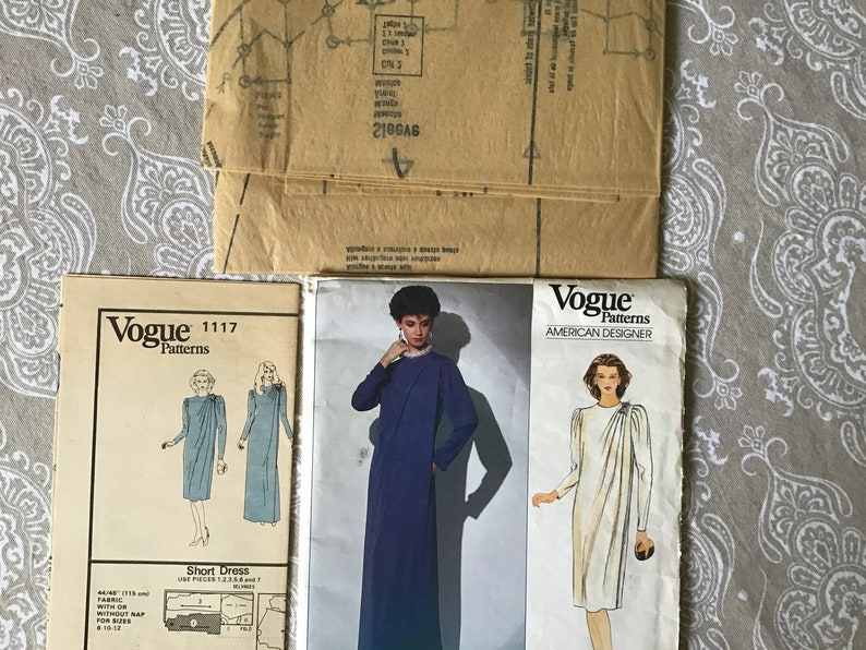 Pattern 1117 Factory-folded Tucked at Left Shoulder Size 8 Dress Designer Jerry Silverman Uncut Vogue