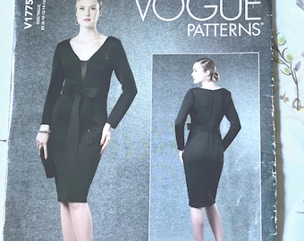 Vogue Designer Badgley Mischka, Misses' Dress, V Neckline, Sizes 8 thru 16, Pattern V1775, Uncut
